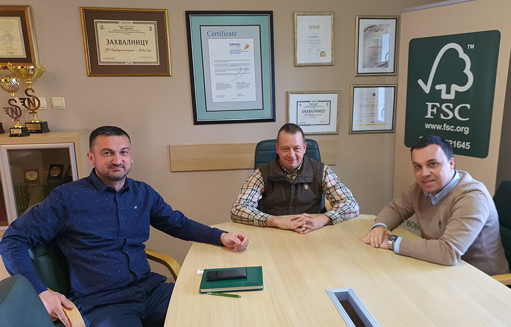 Izvršni direktor za korišćenje šuma, mehanizaciju i bezbednost na radu Milan Sučević, mast. dipl. inž. šumarstva; direktor Roland Kokai, mast. ekonomista i izvršni direktor za šumarstvo, ekologiju i razvoj dr Marko Marinković