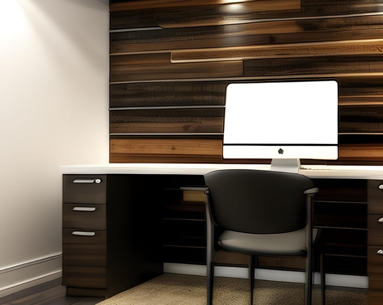 Drvena obloga na zidu je odličan izbor za one koji žele da unesu prirodan i sofisticiran izgled kance-larijskog prostora.