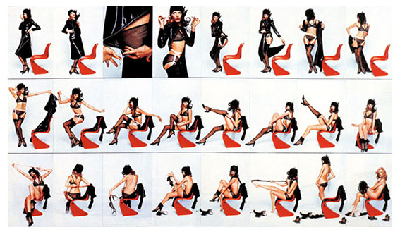  „Kako se svući pred mužem” je kultna foto-serija sa kraja 1960-ih godina u kojoj je glavna zvezda Amanda Lear, a autor fotografija čuveni britanski fotograf Brian Duffy. Ona ne samo da odražava estetiku vremena u kojem je nastala, zbog čega je Pantonova stolica postala njen sastavni deo, već šalje i duhovitu poruku o društvenim normama i očekivanjima koja su tada bila nametnuta ženama.